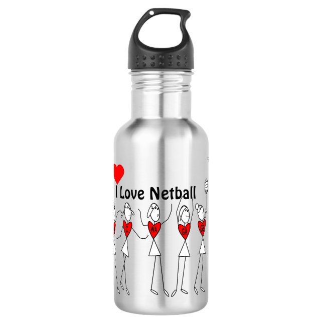 I Love Netball Positions Stick Figures 532 Ml Water Bottle (Front)