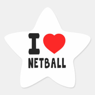 I Love Netball Star Sticker