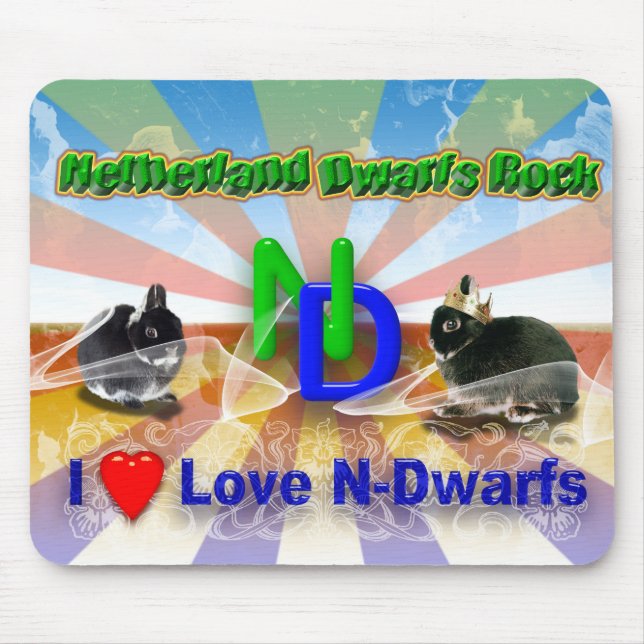 I love Netherland Dwarf Bunnies Mouse Pad (Front)