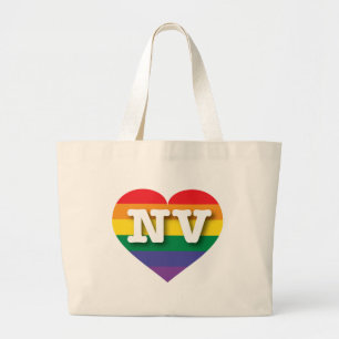 I Love Nevada Rainbow Heart Large Tote Bag