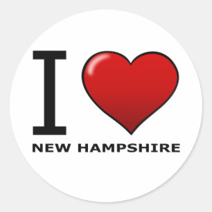 I LOVE NEW HAMPSHIRE CLASSIC ROUND STICKER