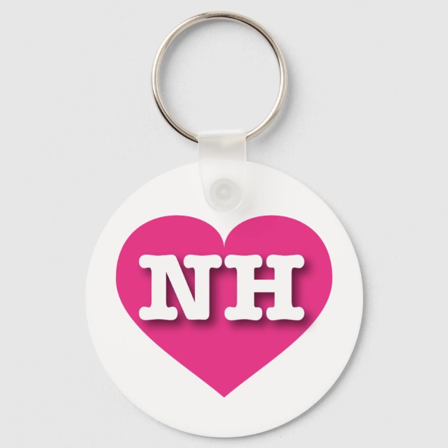 I love New Hampshire - NH hot pink heart Key Ring (Front)