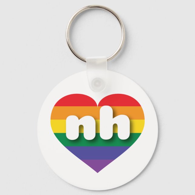 I Love New Hampshire Rainbow Heart Key Ring (Front)