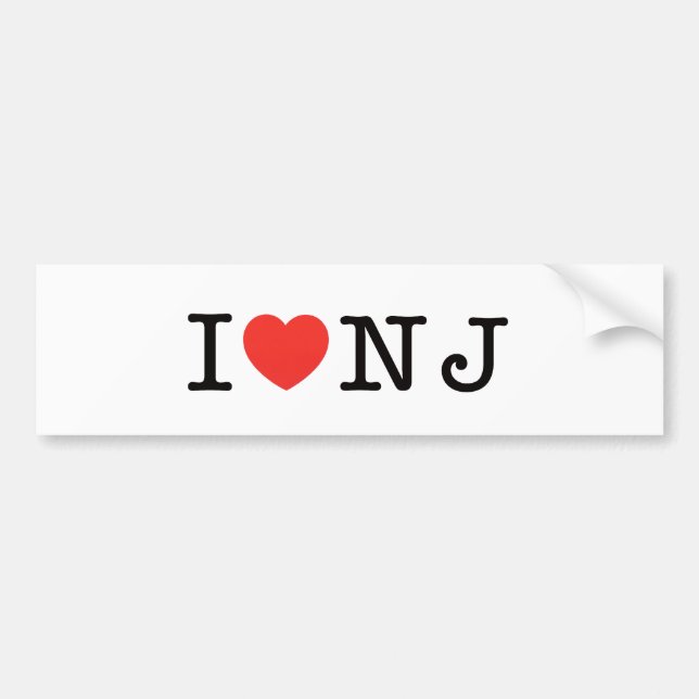I LOVE New Jersey Bumper Sticker (Front)