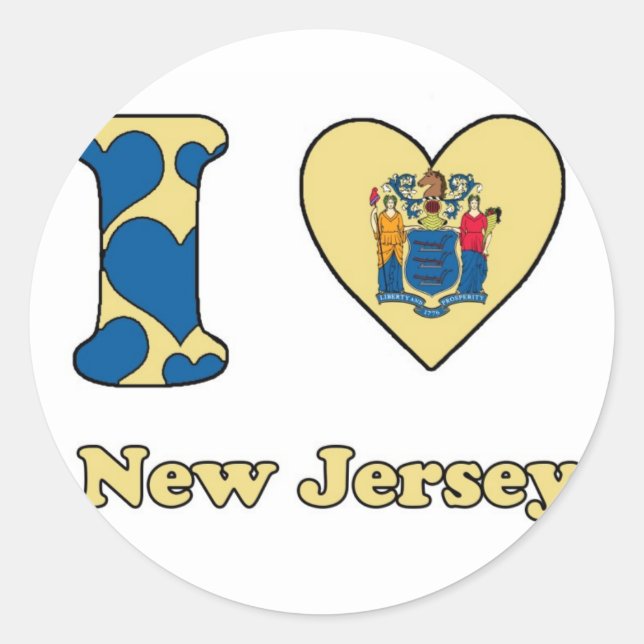 I love New Jersey Classic Round Sticker (Front)
