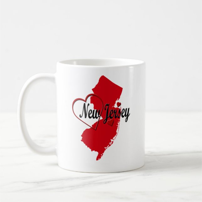 I Love New Jersey Hearts Map Coffee Mug (Left)