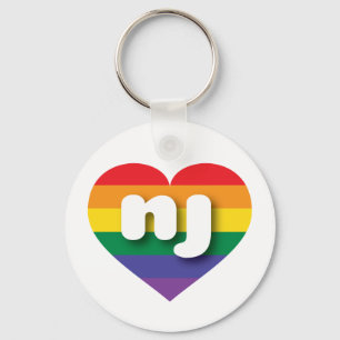 I Love New Jersey Rainbow Heart Key Ring