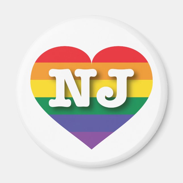 I Love New Jersey Rainbow Heart Magnet (Front)