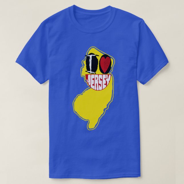 I Love New Jersey Smiling Happy Face T-Shirt (Design Front)