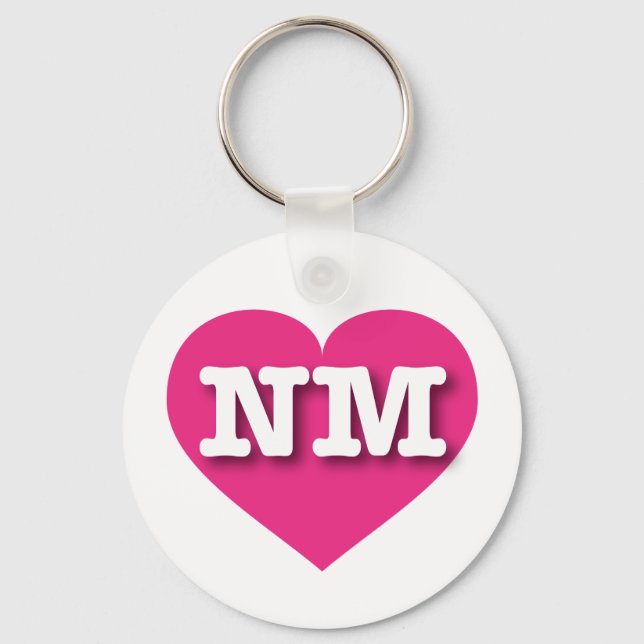 I love New Mexico - NM hot pink heart Key Ring (Front)