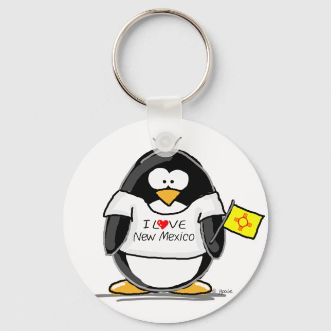I Love New Mexico Penguin Key Ring (Front)