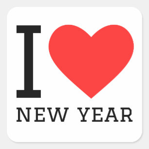 I love new year square sticker