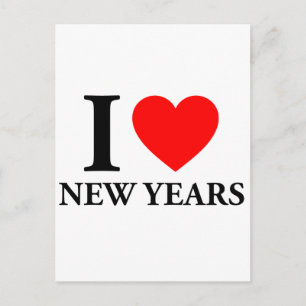 I Love New Years Holiday Postcard
