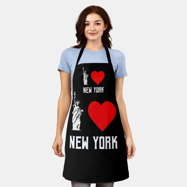 I Love New York Heart T‑Shirt Design Apron (Worn)