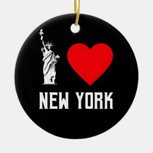 I Love New York Heart T‑Shirt Design Ceramic Ornament