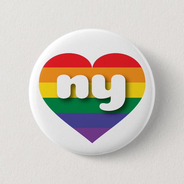 I Love New York Rainbow Heart 6 Cm Round Badge (Front)