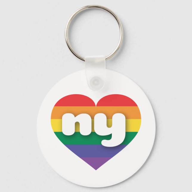 I Love New York Rainbow Heart Key Ring (Front)
