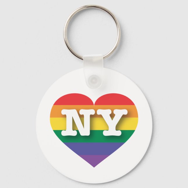 I Love New York Rainbow Heart Key Ring (Front)