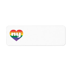 I Love New York Rainbow Heart Return Address Label