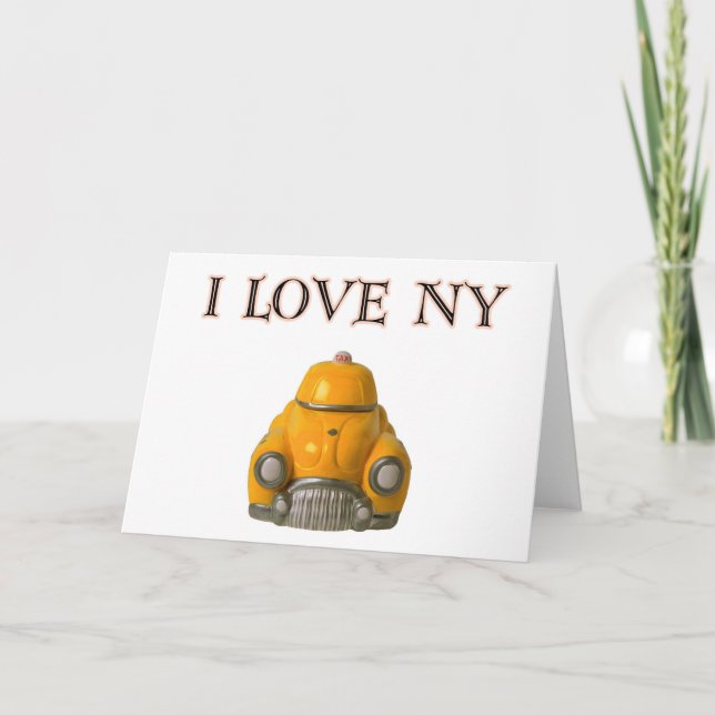 I Love New York Yellow Chequered Taxi Cab Card (Front)