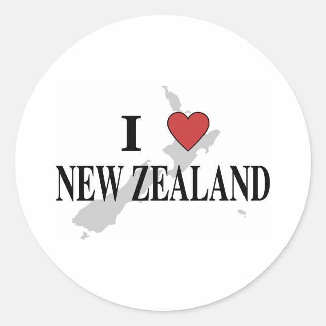 I Love New Zealand Classic Round Sticker (Front)