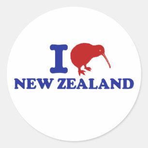 I Love New Zealand Classic Round Sticker