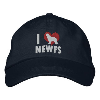 I Love Newfs Embroidered Hat (Dark)