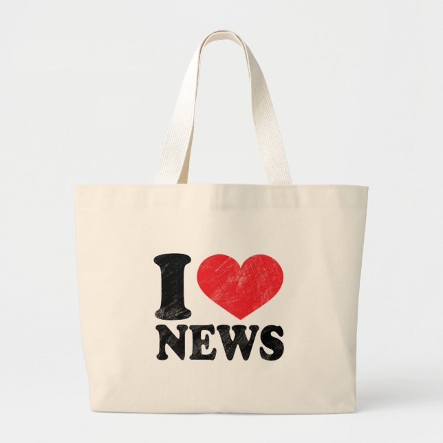 I Love News Large Tote Bag (Front)