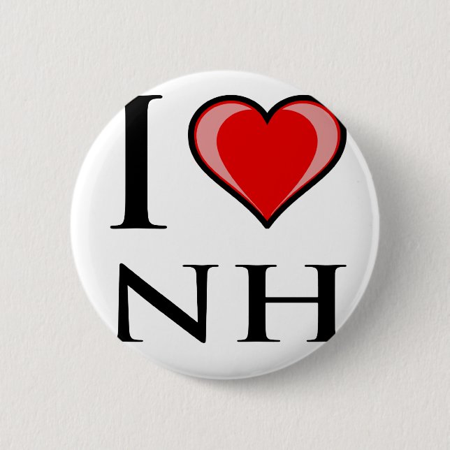 I Love NH - New Hampshire 6 Cm Round Badge (Front)