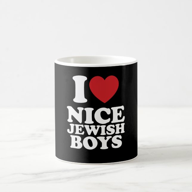 I Love Nice Jewish Boys I Heart Groovy Retro Coffee Mug (Center)
