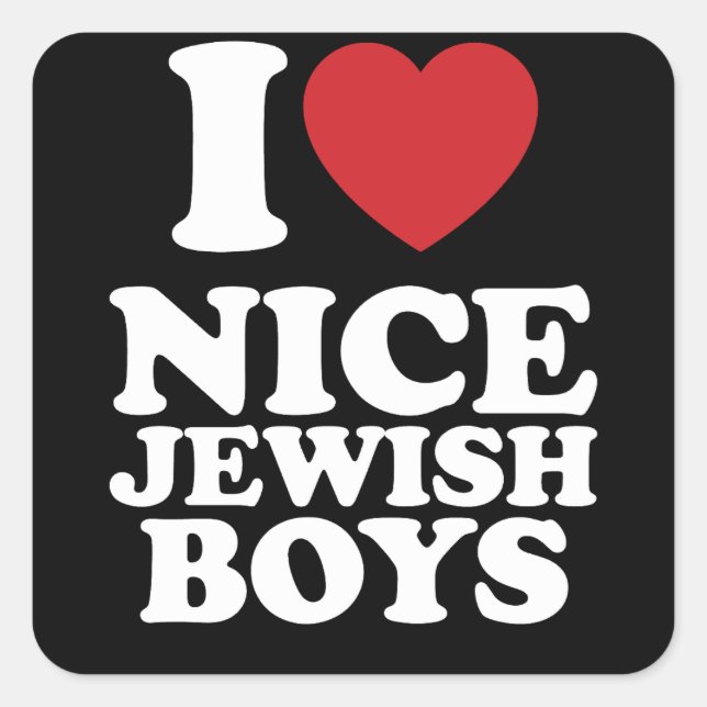 I Love Nice Jewish Boys I Heart Groovy Retro Square Sticker (Front)