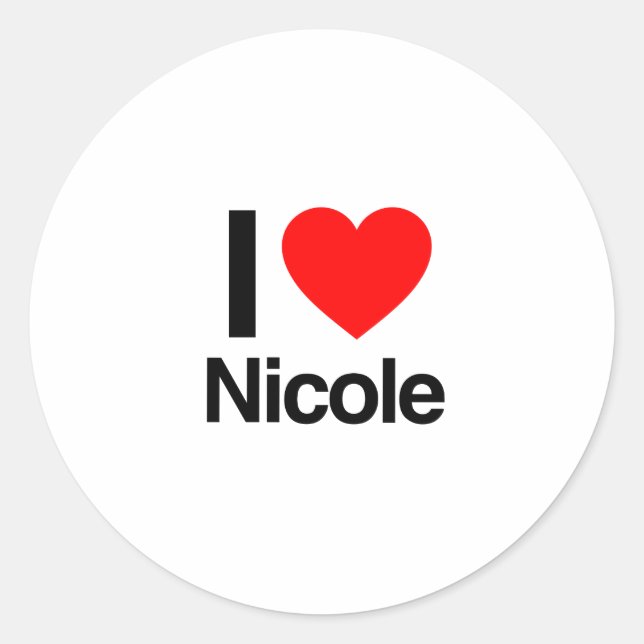 i love nicole classic round sticker (Front)