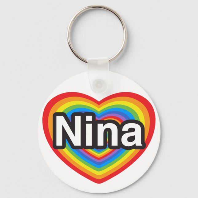 I love Nina. I love you Nina. Heart Key Ring (Front)