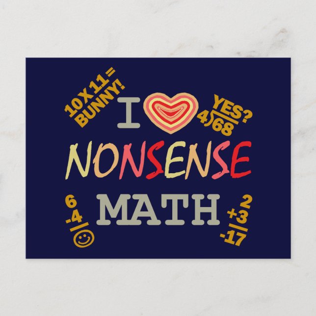 I Love Nonsense Math Holiday Postcard (Front)