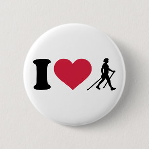 I love nordic walking 6 cm round badge