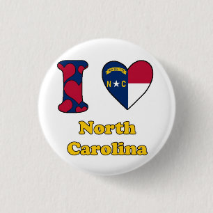 I love North Carolina 3 Cm Round Badge