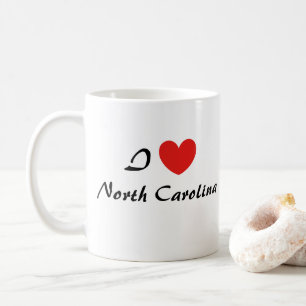 I Love North Carolina Heart Typography Coffee Mug