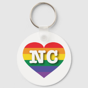 I Love North Carolina Rainbow Heart Key Ring