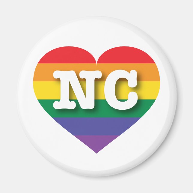 I Love North Carolina Rainbow Heart Magnet (Front)