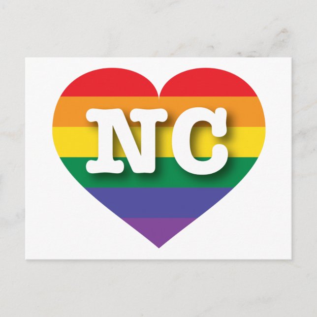 I Love North Carolina Rainbow Heart Postcard (Front)