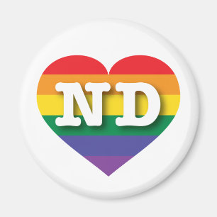 I Love North Dakota Rainbow Heart Magnet