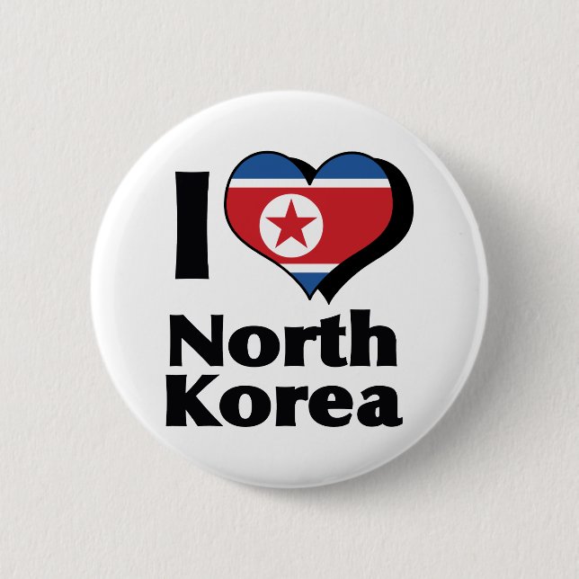 I Love North Korea Flag 6 Cm Round Badge (Front)