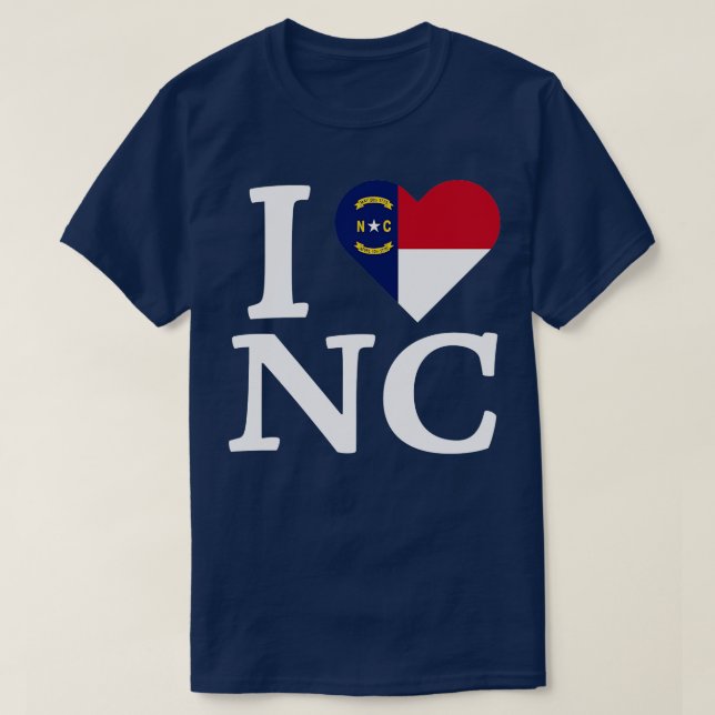 I Love North olina T-Shirt (Design Front)