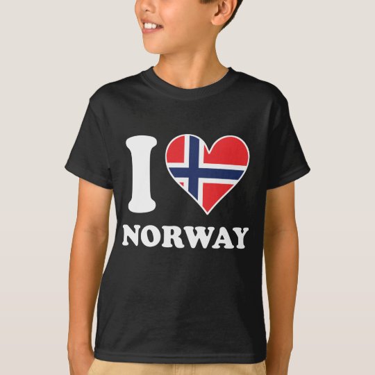 I Love Norway Norwegian Flag Heart T-Shirt