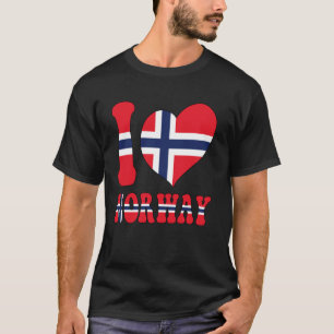 I Love Norway Proud To Be Norwegian Cool Flag Hear T-Shirt