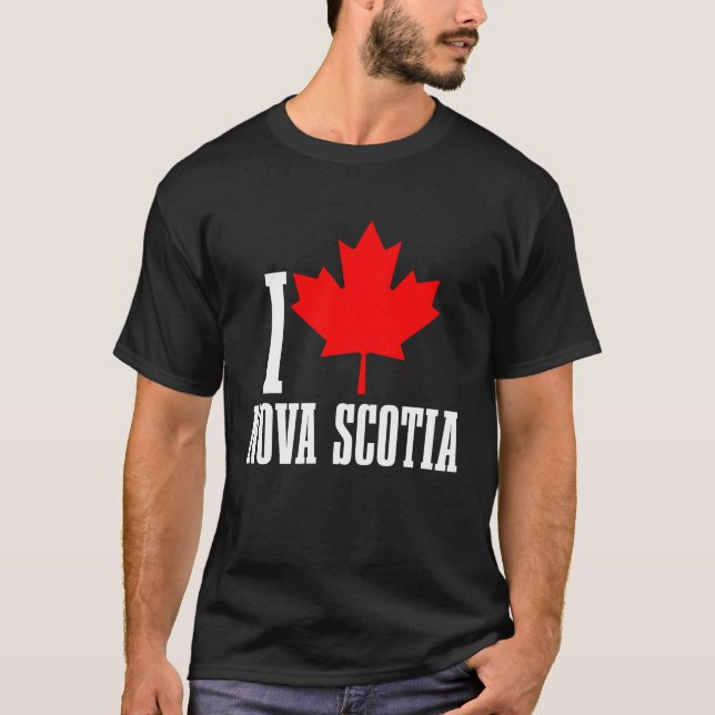 I Love Nova Scotia Maple Leaf Canada Canadian Flag T-Shirt (Front)