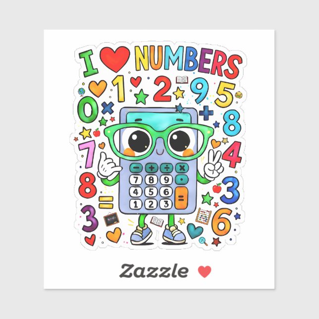 I Love Numbers Cute Math Sticker for Kids (Sheet)