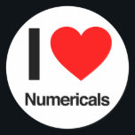 i love numericals classic round sticker<br><div class="desc">.</div>