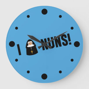 I Love Nuns Large Clock
