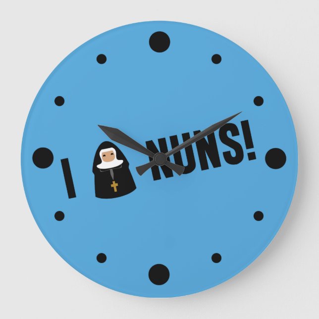 I Love Nuns Large Clock (Front)